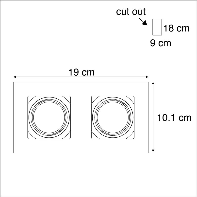 Set van 6 Inbouwspot aluminium rechthoekig 2-lichts - Qure GU10 Binnenverlichting Lamp