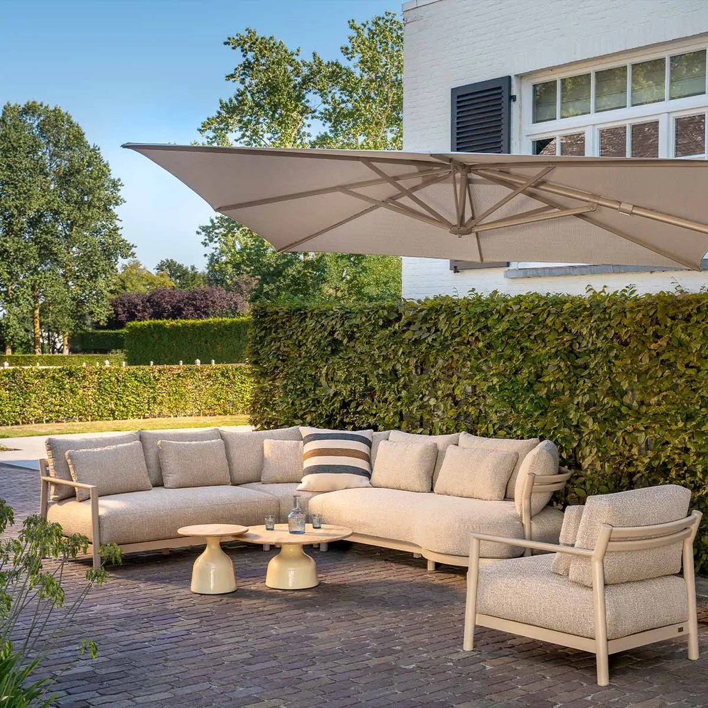 4 Seasons June loungetafel Ø60x38 cm creme - teak