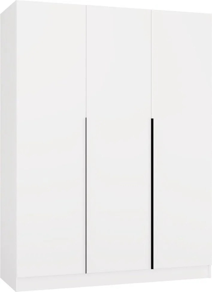 Kledingkast Mandeville 369, Wit, Zwart, 200x150x56cm, 143.1 kg, Kledingkast deuren: Met scharnieren