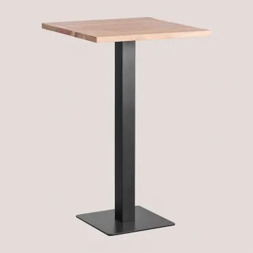 Hoge Bar Vierkant In Acaciahout Smal Zwart & ↔︎ 70 Cm - Sklum