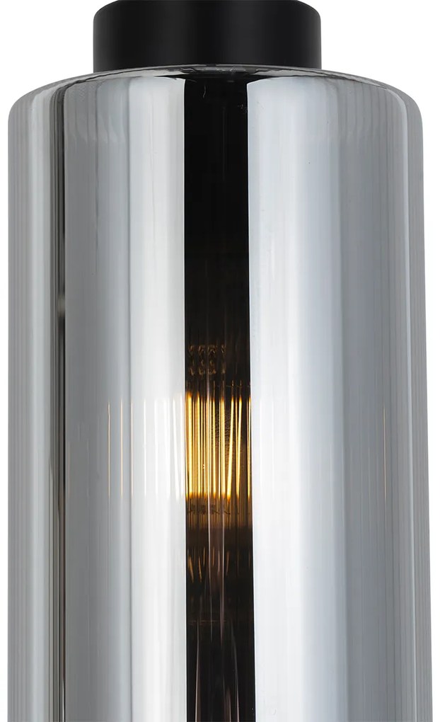 Eettafel / Eetkamer Art Deco hanglamp zwart met smoke glas 4-lichts - Laura Art Deco E27 Binnenverlichting Lamp