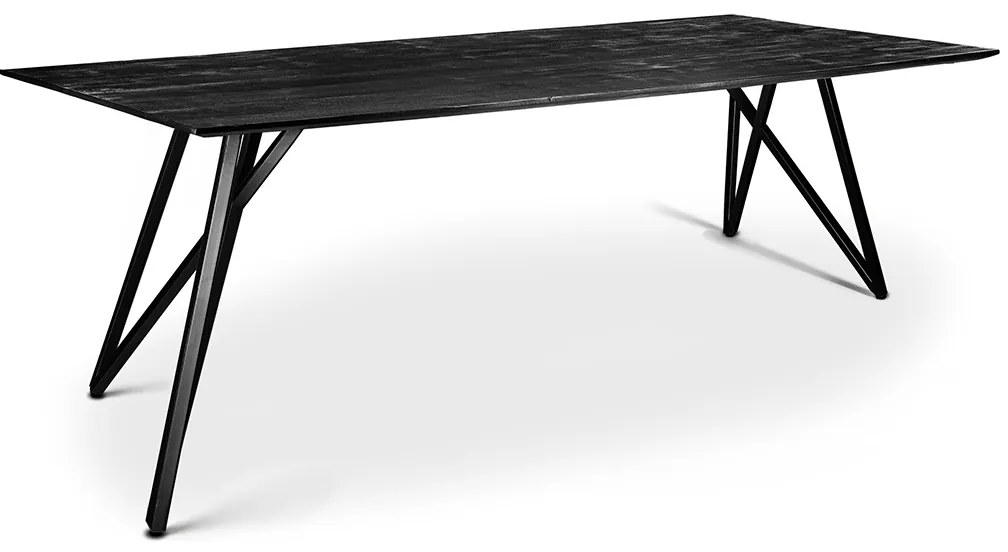 Eettafel Accaciahout Met Staal Zwart - 200 X 100cm.