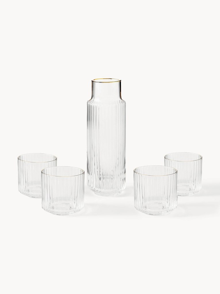 Handgeblazen karaf Aleo met waterglazen, 5-delig