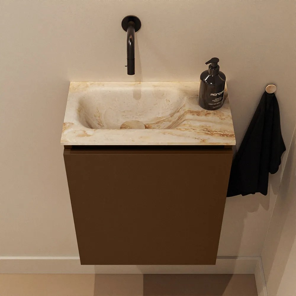 Mondiaz Ture DLux toiletmeubel 40cm rust met wastafel frappe links zonder kraangat