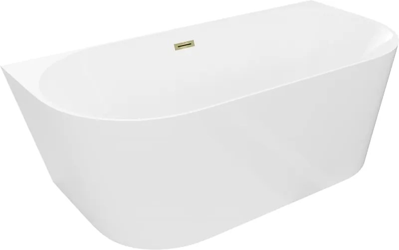 Mexen Oval Slim vrijstaande inbouwbadkuip 170 x 80 cm, wit, gouden overloop - 52661708000-50