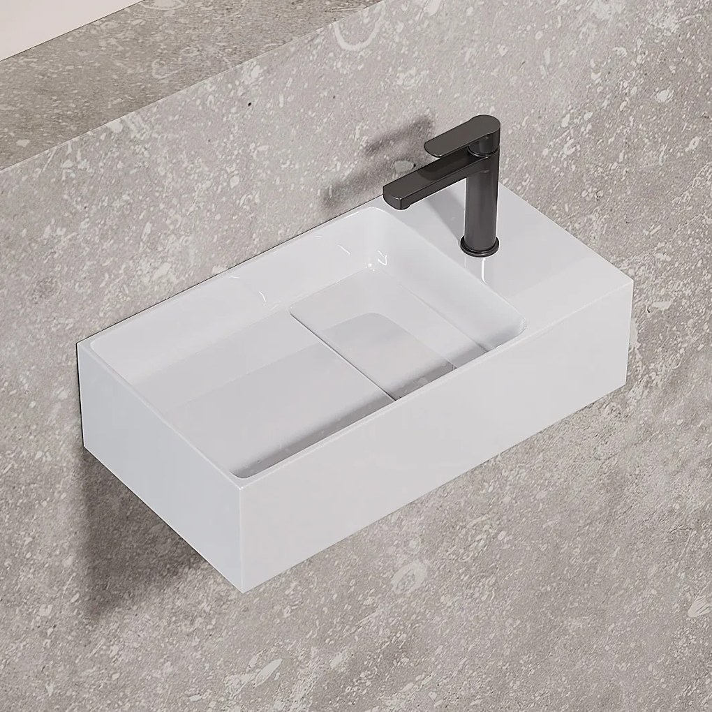 Saniclear Itsie fontein wit glans met kraangat rechts 39x22x10cm