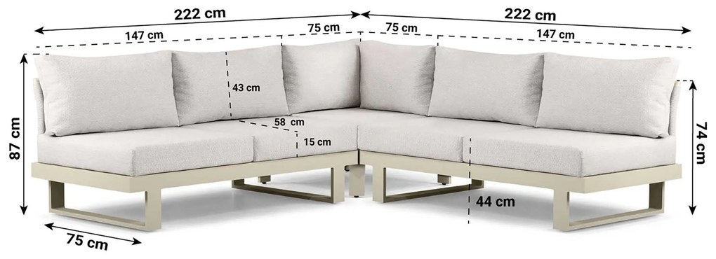Hoek loungeset 5 personen Aluminium Taupe  Lifestyle Garden Furniture Lorenzo