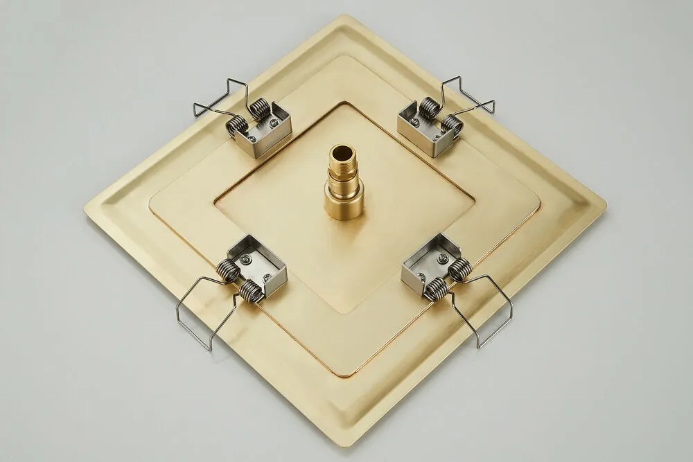 Saniclear Plus inbouw regendouche met inbouw douchekop 30x30cm en 2 standen handdouche geborsteld messing - mat goud