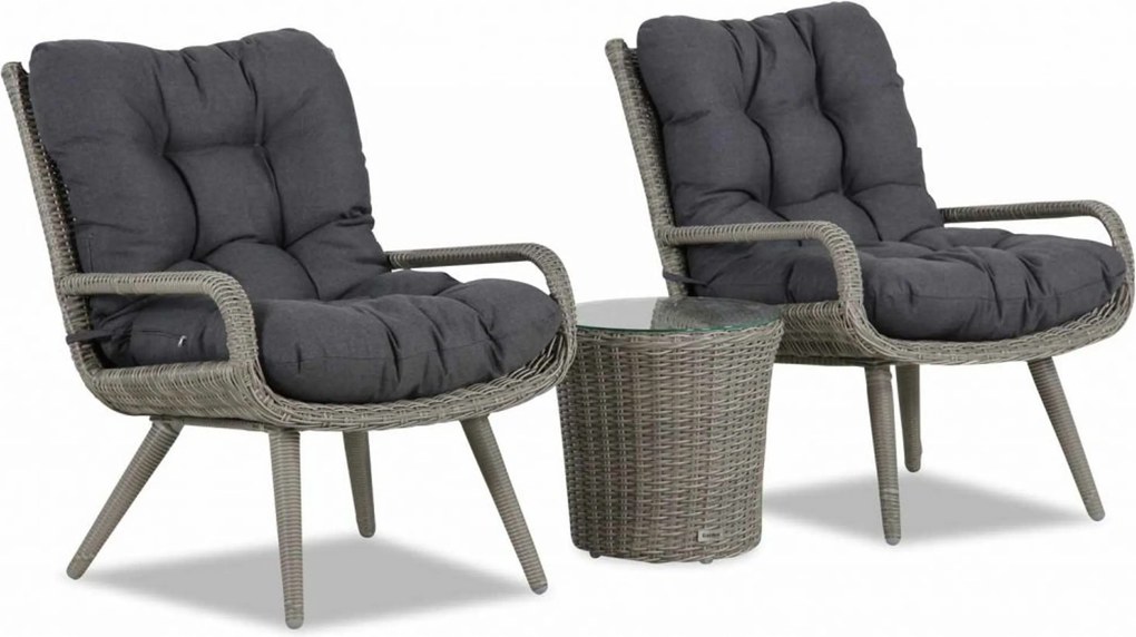 Bistroset 2 personen Wicker Grijs Garden Collections Dover