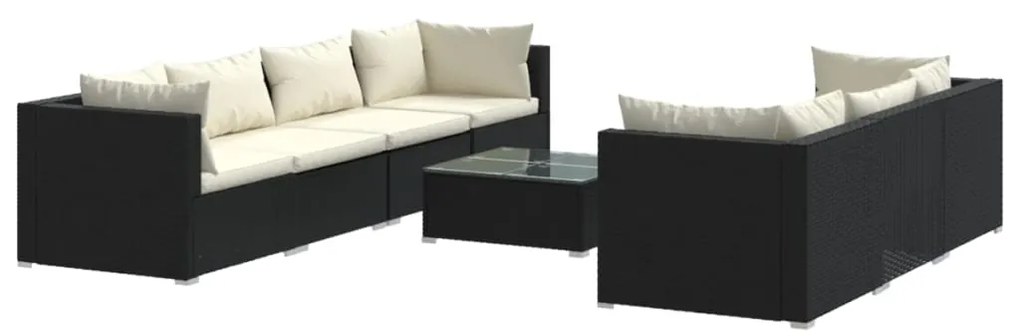 vidaXL 8-delige Loungeset met kussens poly rattan zwart