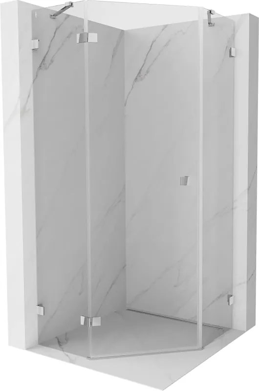 Mexen Lunar vijfhoekige douchecabine scharnierend links 90 x 90 cm, transparant, chroom - 831-090L-090P-01-00-L