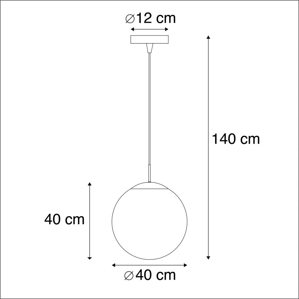 Eettafel / Eetkamer Moderne hanglamp messing met smoke glas 40 cm - Ball Modern, Retro E27 rond Binnenverlichting Lamp
