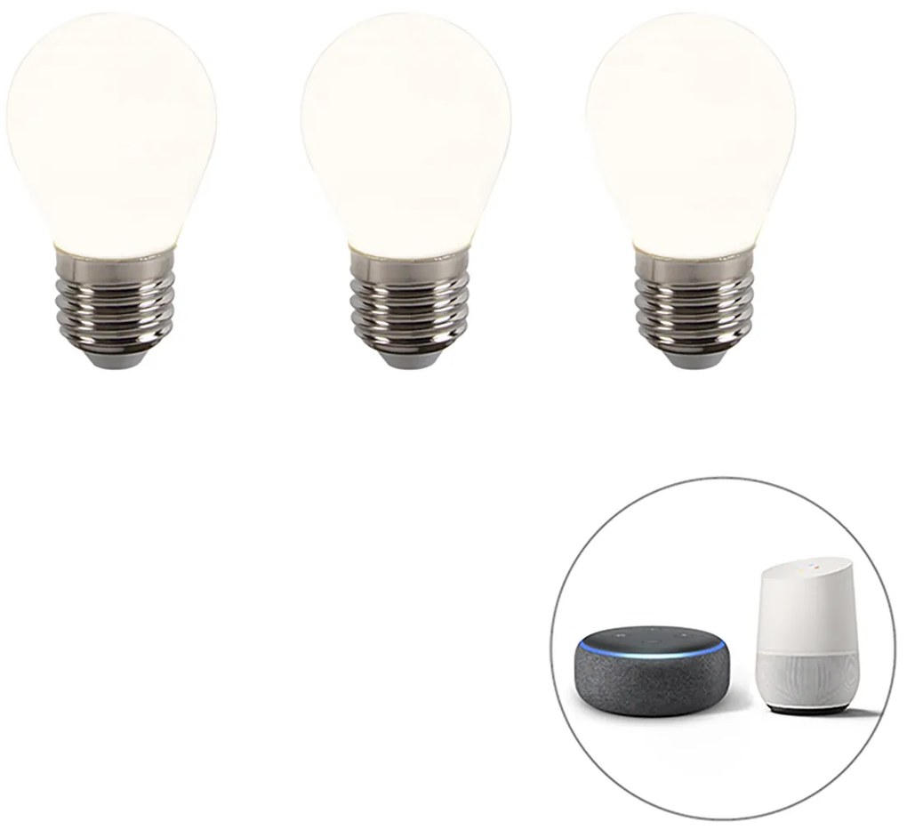 Set van 3 smart E27 dimbare LED lampen P45 4,5W 400 lm 2200-4000K