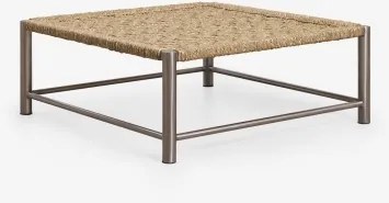 Square Coffee Table 80x80 Cm In Stainless Steel And Jute Narnial Roestvrij Staal - Jute - Sklum