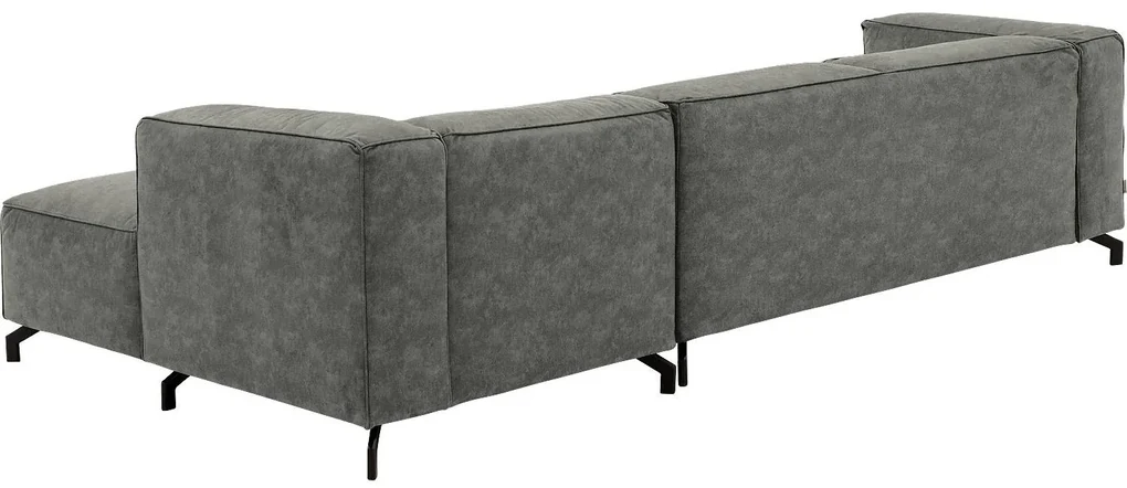Goossens Bank Calvin grijs, micro leer, 3,5-zits, modern design