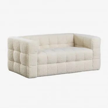 Harriet 2-zits Schapenvacht Bank Teddystof Crème Beige - Sklum