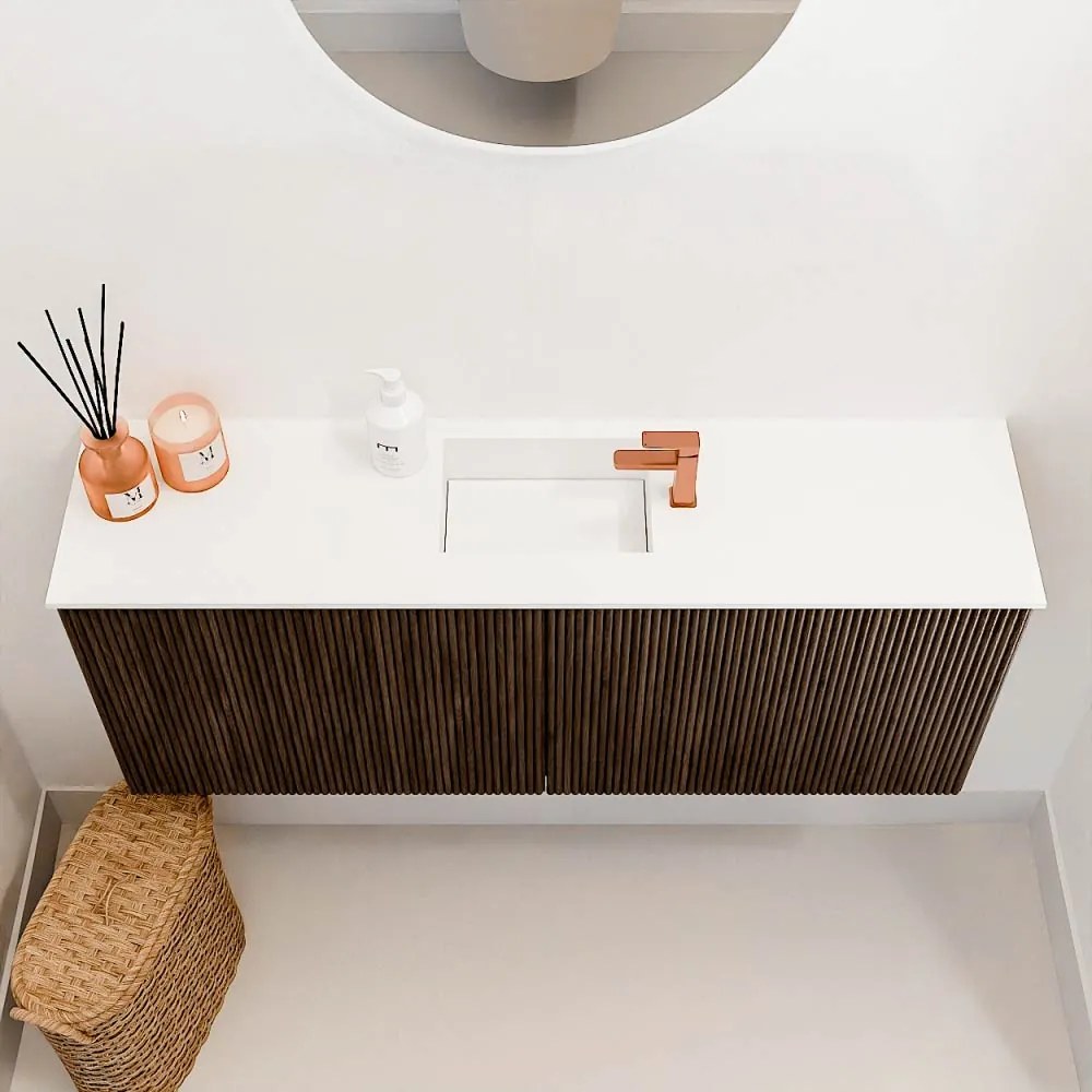 Mondiaz Joya 100cm toiletmeubel walnut met wastafel faye midden 1 kraangat talc