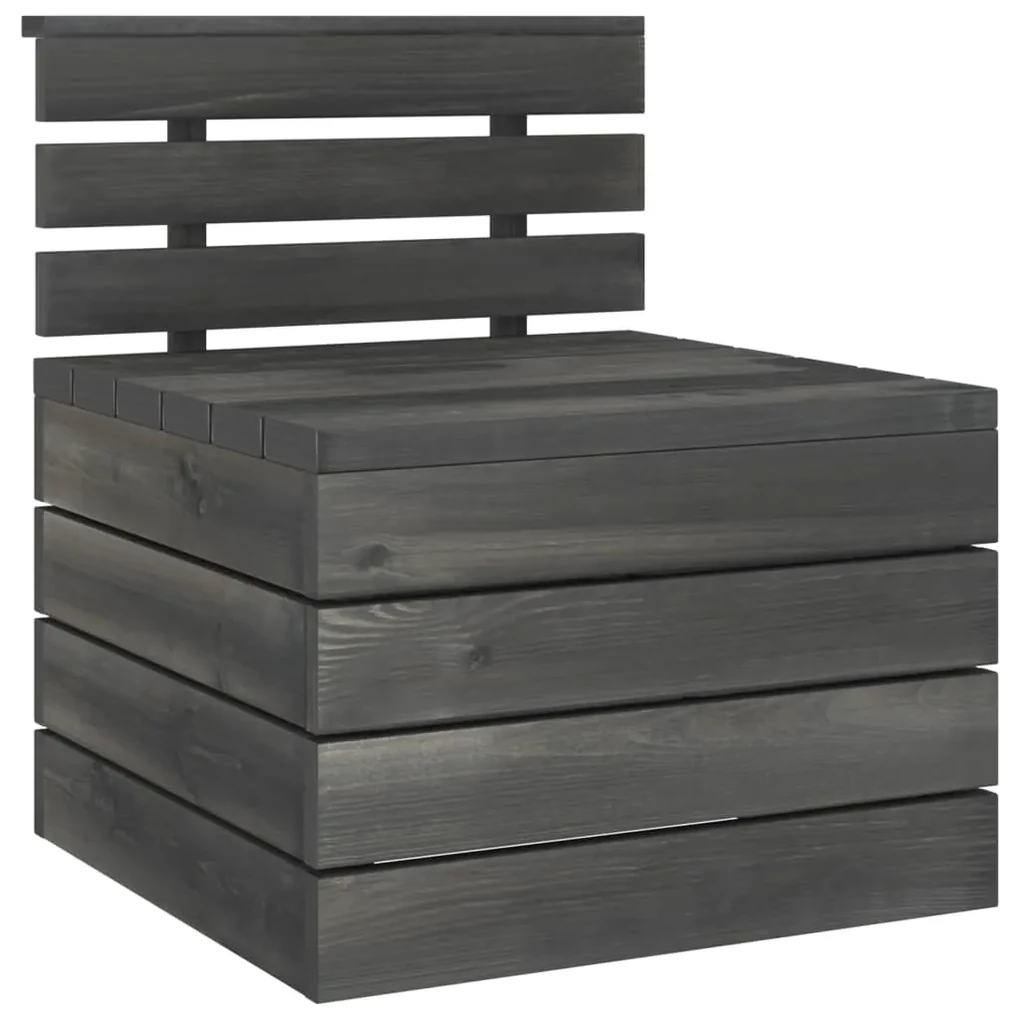 vidaXL Tuinmiddenbank pallet massief grenenhout donkergrijs