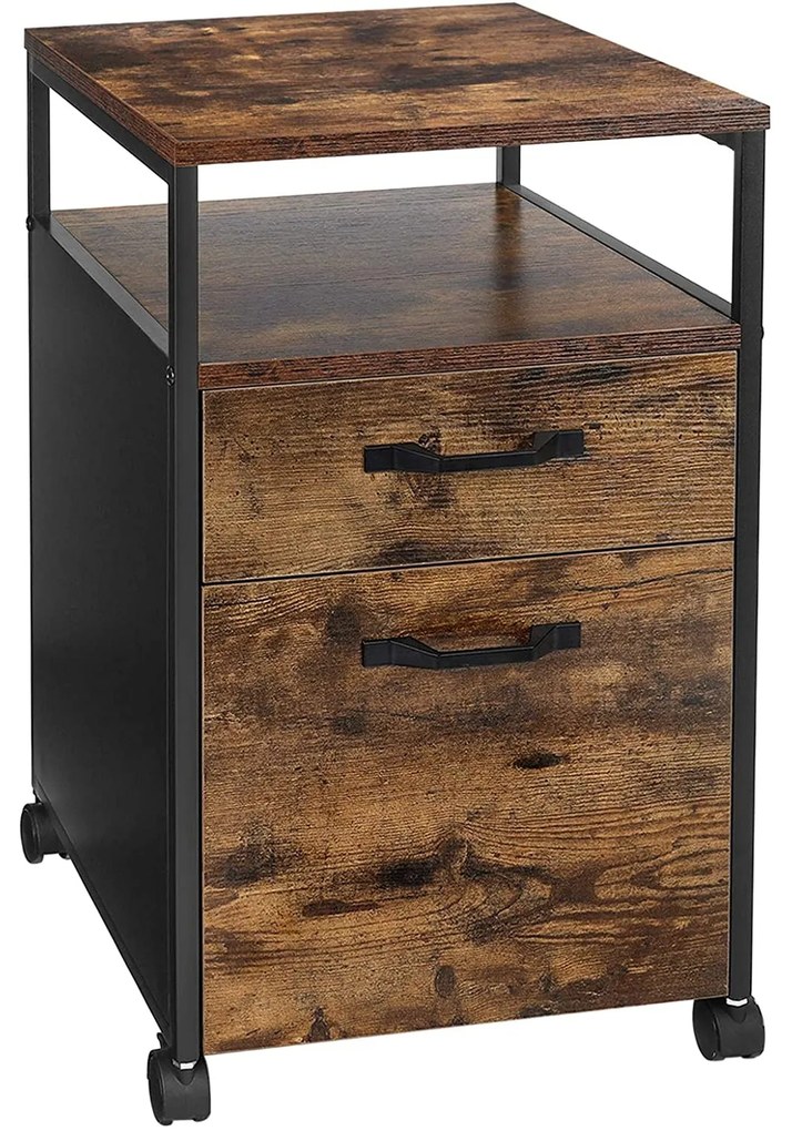 Nancy's Ladeblok Industrieel - Ladeblokken - Rolcontainer met Slot - 2 Lades - 41 x 45 x 66 cm