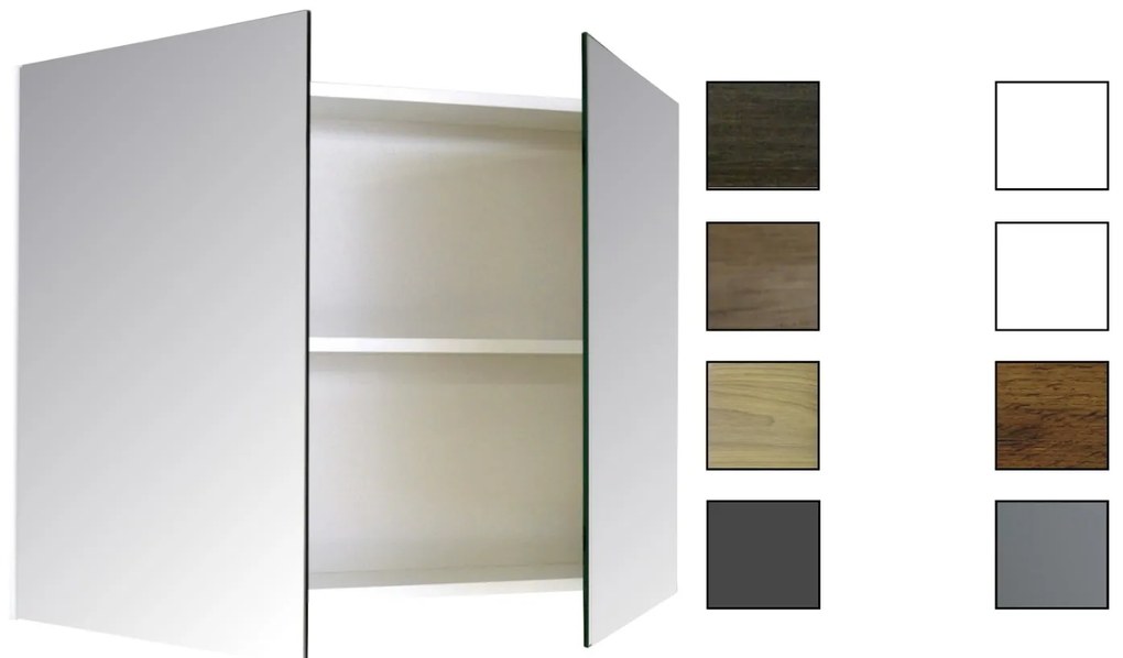 Sanicare Spiegelkast Qlassics 60 cm. 1 dubbelzijdige spiegeldeur rechtsdraaiend Belluno-eiken