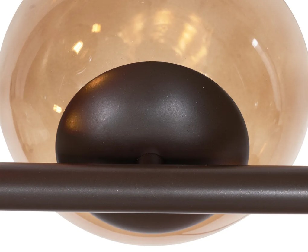 Eettafel / Eetkamer Hotel Chique hanglamp donkerbrons met brons glas 6-lichts - MonacoHotel chique G9 bol / globe / rond Binnenverlichting Lamp