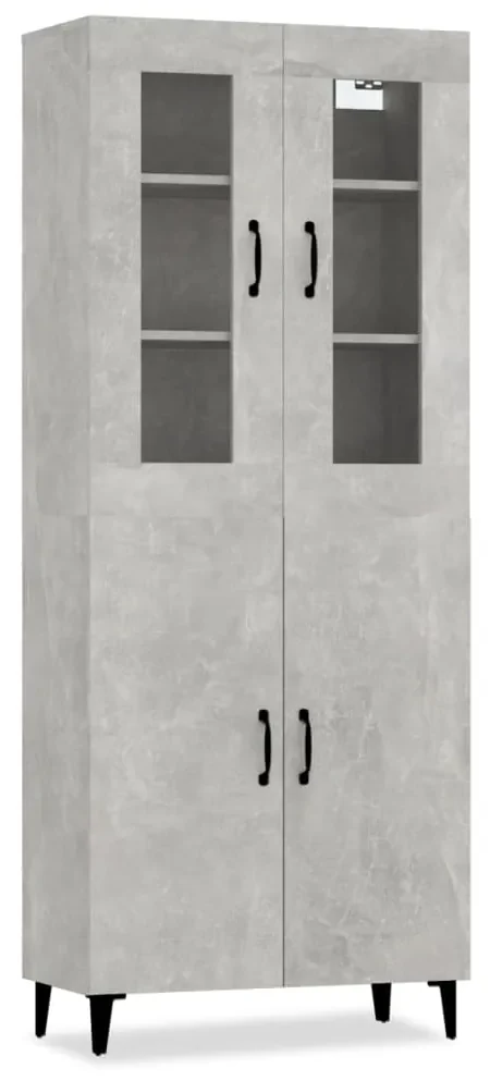 vidaXL Hoge kast 69,5x34x180 cm bewerkt hout betongrijs