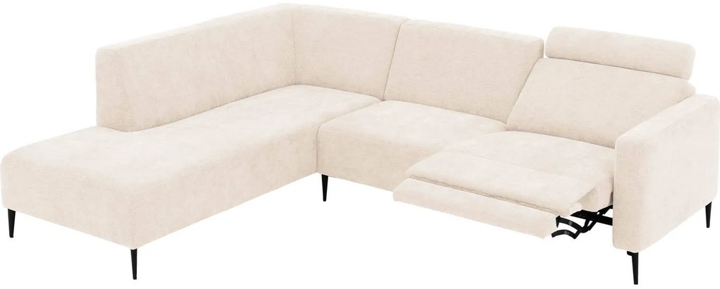 Goossens Hoekbank Tiolo Met Relaxfunctie En Hoofdsteun wit, stof, 3-zits, modern design met ligelement links