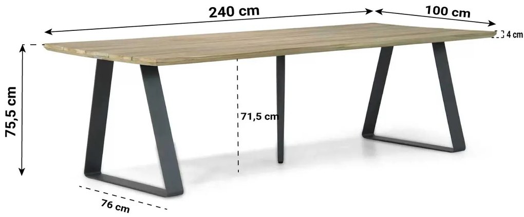 Tuinset 6 personen 240 cm Wicker Grijs Lifestyle Garden Furniture Santika