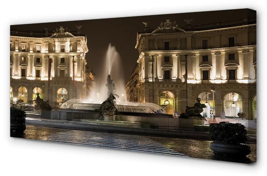 Foto op canvas Rome fountain square night 100x50 cm