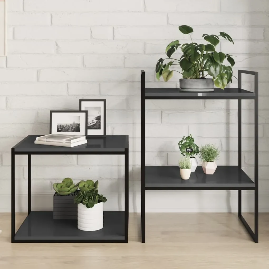 vidaXL Wandschappen 4 st 40x50x1,5 cm spaanplaat hoogglans grijs
