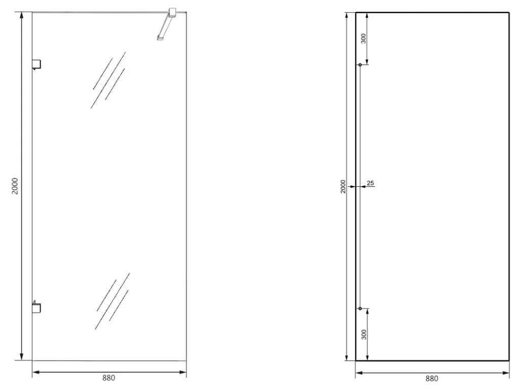 Saniclear Modern Nero profielloze inloopdouche 90x200 zwart mat