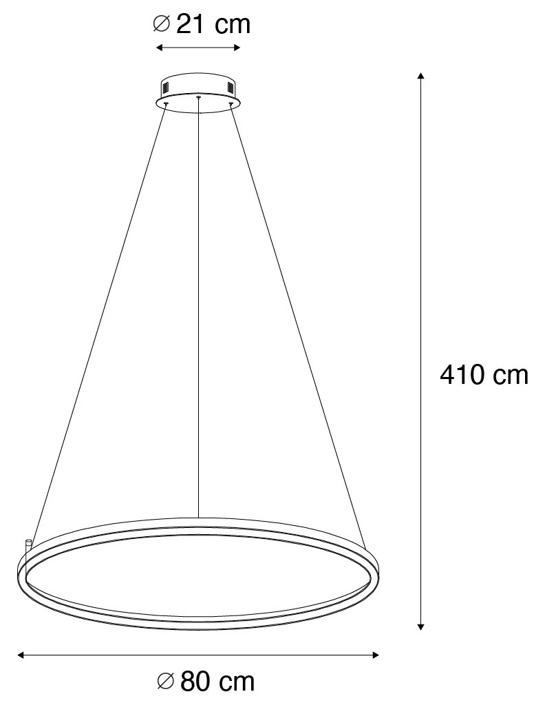 Hanglamp brons 80 cm incl. LED 3-staps dimbaar - Girello Design rond Binnenverlichting Lamp