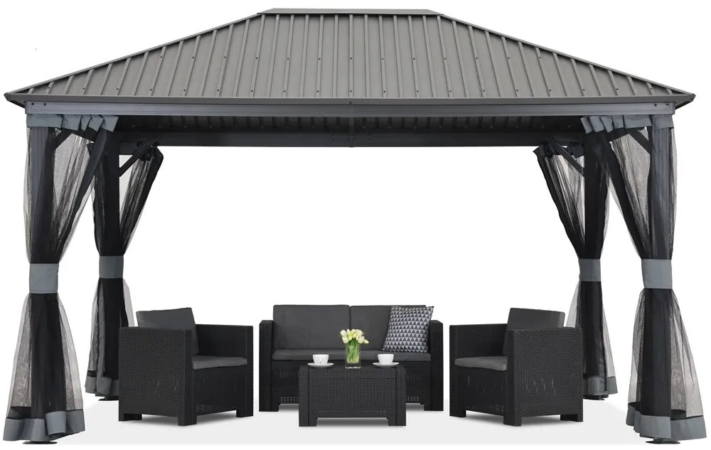 Metalen tuinhuis Sardinia Premium 3x3 Tuinpunt antraciet