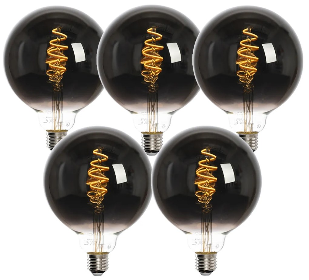 Set van 5 Smart E27 LED lamp G125 zwart 4W 60 lm 1800-3000K