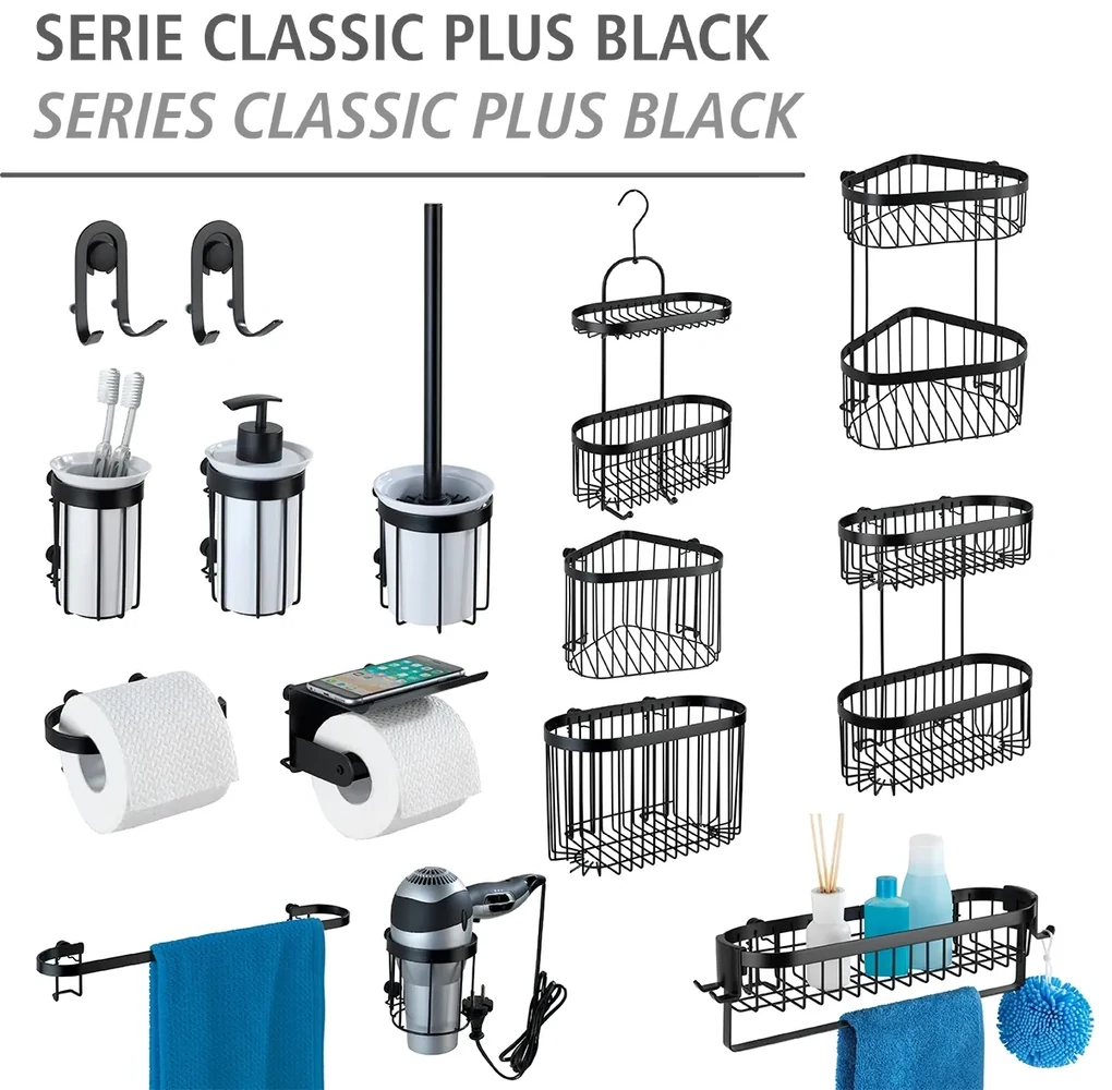 Wenko Classic Plus wandrek 2-laags zwart