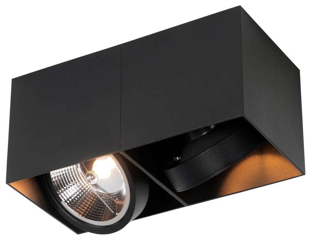 Design Spot / Opbouwspot / Plafondspot zwart rechthoekig AR111 2-lichts - Box Design GU10 Binnenverlichting Lamp
