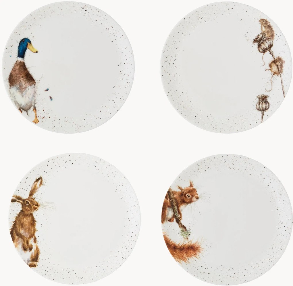 Dinerborden Fluffy Friends, 4-delig