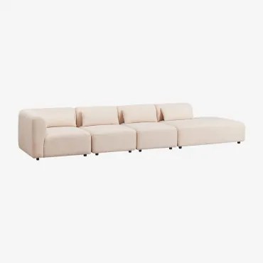 4-delige Modulaire Hoekbank Met Rechter Chaise Longue Fogler Teddystof Crème Beige - Sklum
