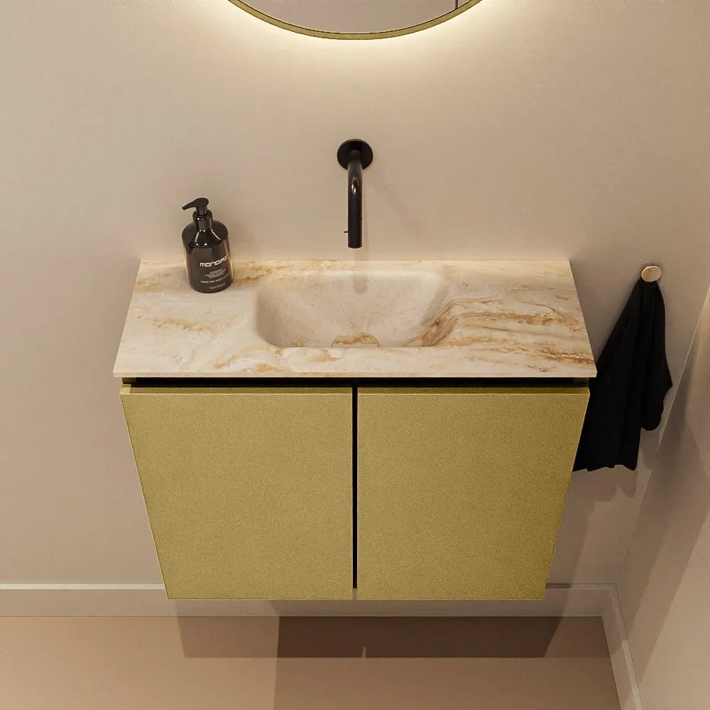 Mondiaz Ture DLux toiletmeubel 60cm oro met wastafel frappe midden zonder kraangat