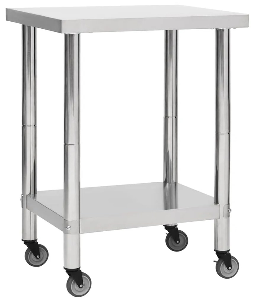 vidaXL Keukenwerktafel met wielen 80x45x85 cm roestvrij staal