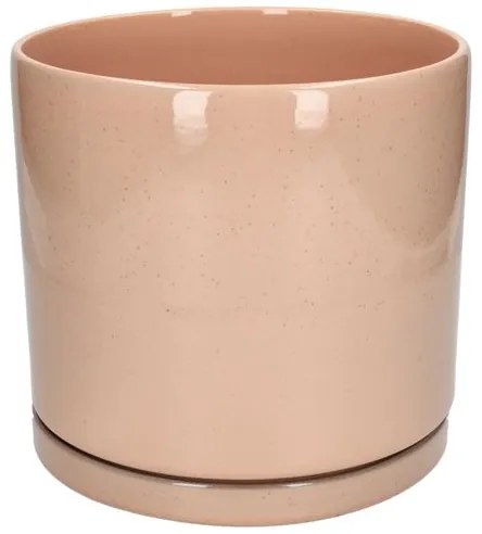 Bloempot met schotel, aardewerk, oudroze,Ø21 x 20 cm