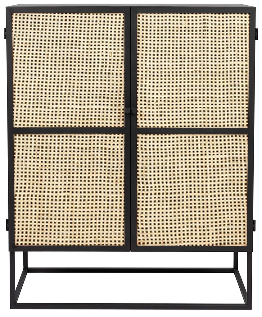 Rotan Kastje Zwart Japandi Stijl - 80x38x100cm.
