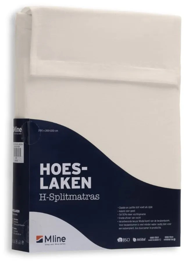 M line Hoeslaken Modal split Crème 160 x 200/220 cm 160 x 220 cm