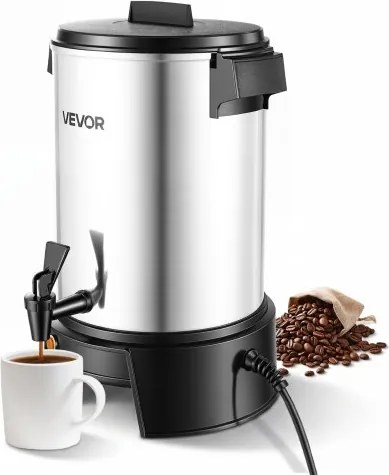 VEVOR Commerciële Warmwaterdispenser voor Koffie 4,5 L 30 Kopjes 1190 W, Warmwaterdispenser met Druppelvrije Kraan, Automatische Temperatuurregeling, voor Catering, Feesten, Kerken en Restaurants