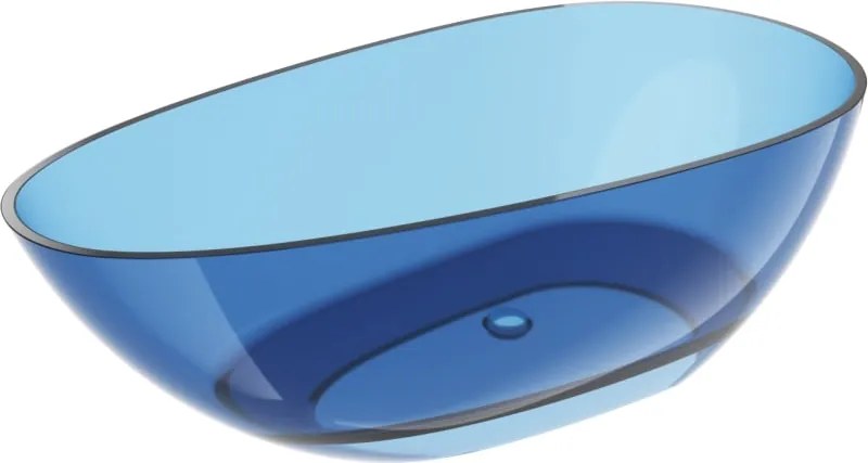 Mexen Glass denim vrijstaande transparante badkuip 170 x 85 cm, chromen afvoerplug - 58061708507