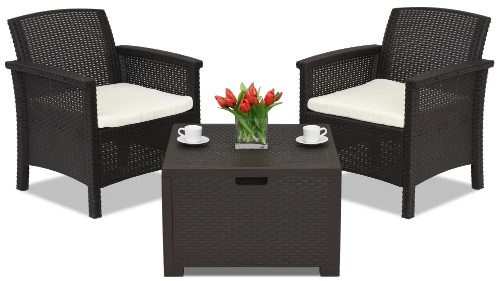 Venezia Terrace Box 2 bruin technorattan set met Bica box