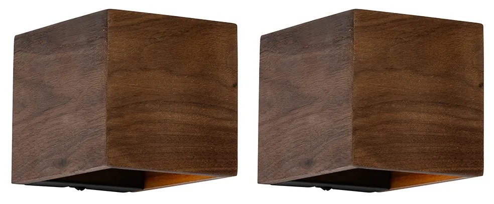 Set van 2 smart wandlampen walnoot hout incl. Wifi G9 - Transfer