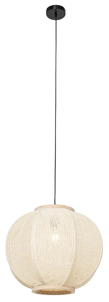 Smart hanglamp naturel stof 48 cm incl. Wifi G95 - Rob