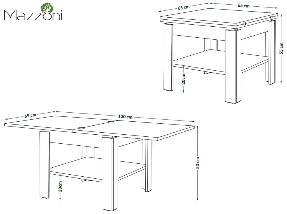 LEO Artisan Eiken - KOFFIETAFEL MET UITKLAPBAAR BLAD