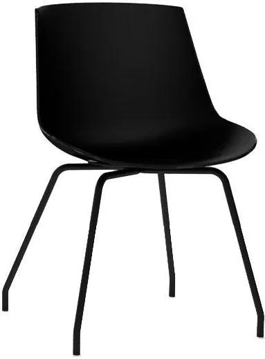 MDF Italia Flow Chair stoel zwart met stalen onderstel antraciet